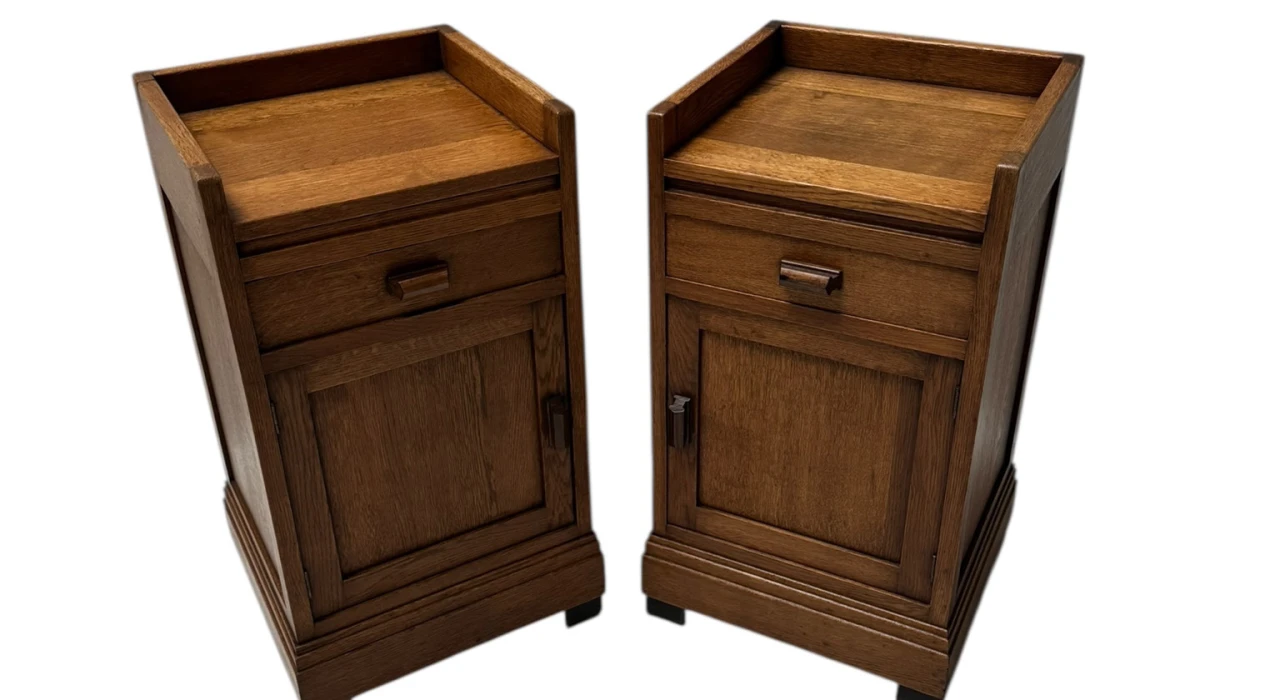 Two Art Deco Modernist Nightstands or Bedside Tables, 1920s